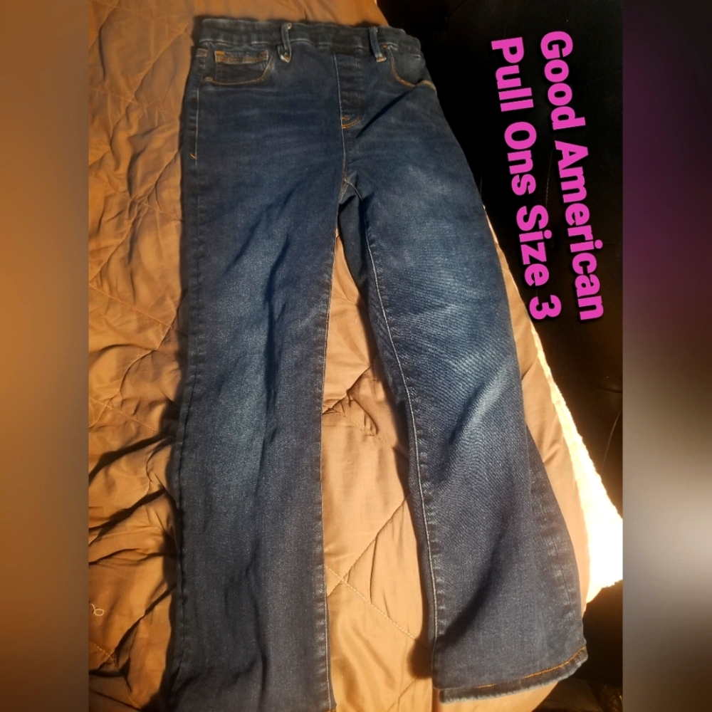 Good American Dark Blue Straight Leg Jeans
